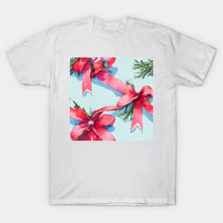 Watercolor red bow red ribbon T-Shirt